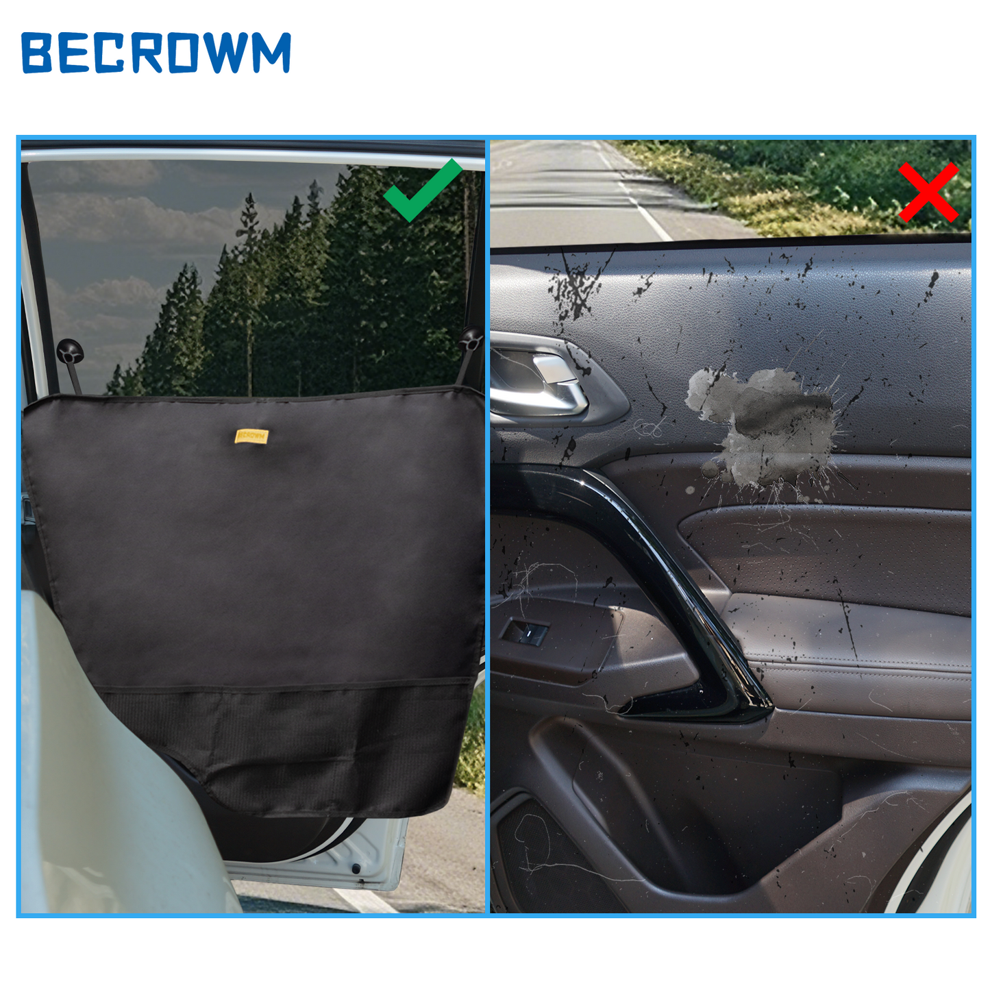 2 Packs Dog Car Door Protector -2025 Upgraded Waterproof Pet Cars Doors Cover Anti Scratch Vehicle Door Protector, Guard for Car Doors Dogs Claws Travel Back Window Nails Scratching Covers