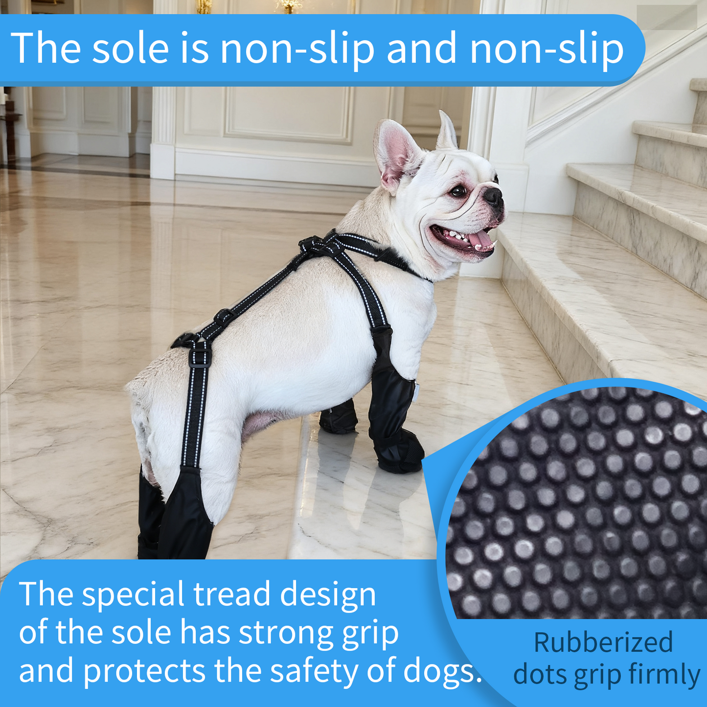 Waterproof Dog Boots - Adjustable Pet Shoes for Small/Medium Dogs, Soft Paws Protector, Black