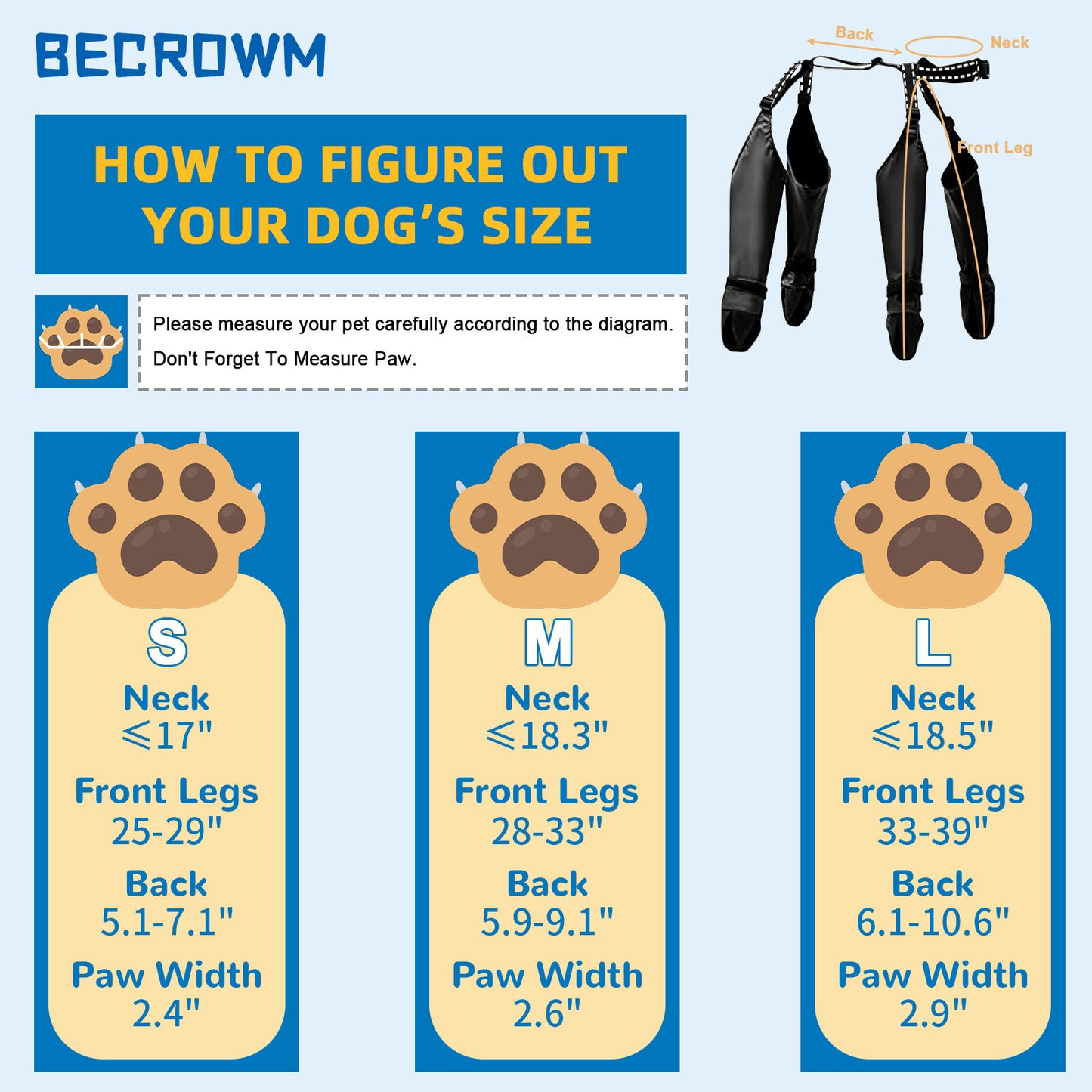 Waterproof Dog Boots - Adjustable Pet Shoes for Small/Medium Dogs, Soft Paws Protector, Black
