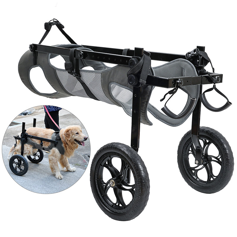 BECROWM Dog Wheelchair for Back Legs Large, Light Weight Dog&Cat&Pets Wheelchair- Cart with Disabled Hind Legs Walking, Adjustable Doggy Wheelchairs Cart with Wheels for Back Legs， (Gray, Large,XXL)